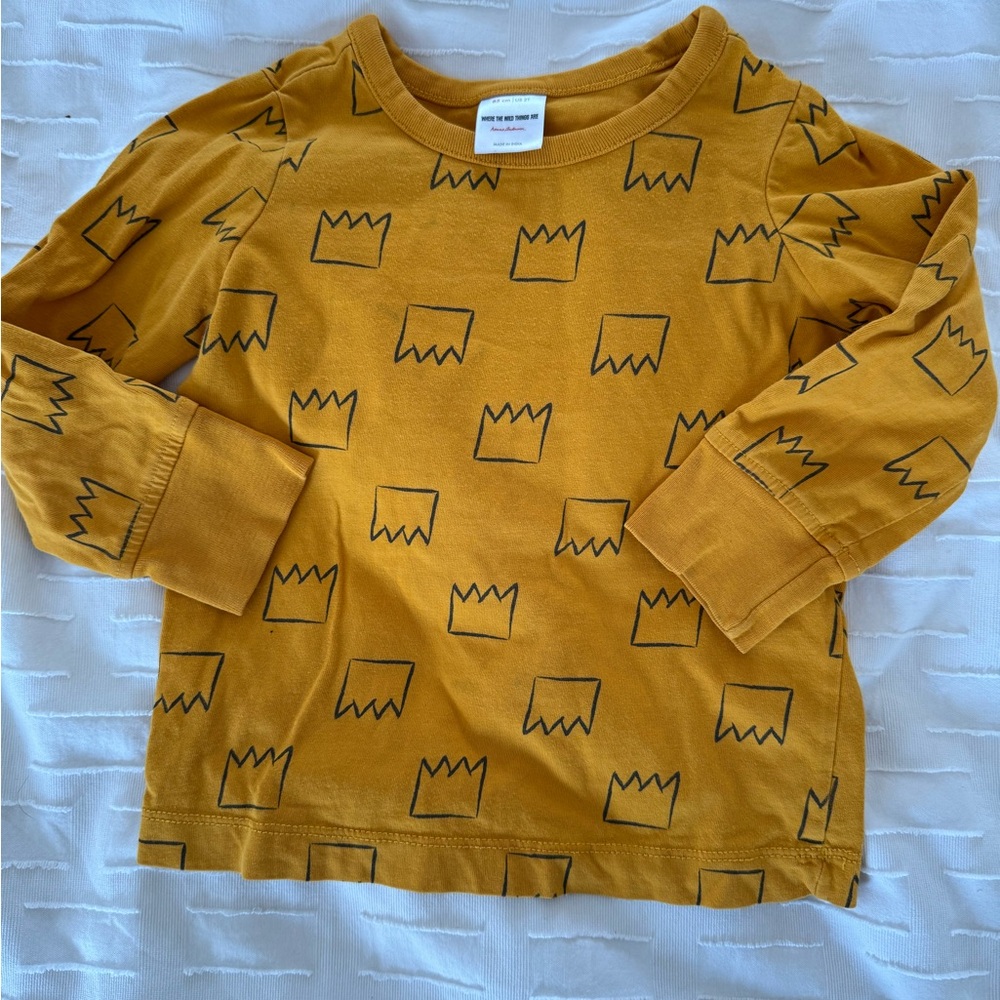 Hanna Andersson Mustard Crown Print “Where the Wild Things Are” Long Sleeve Tee!